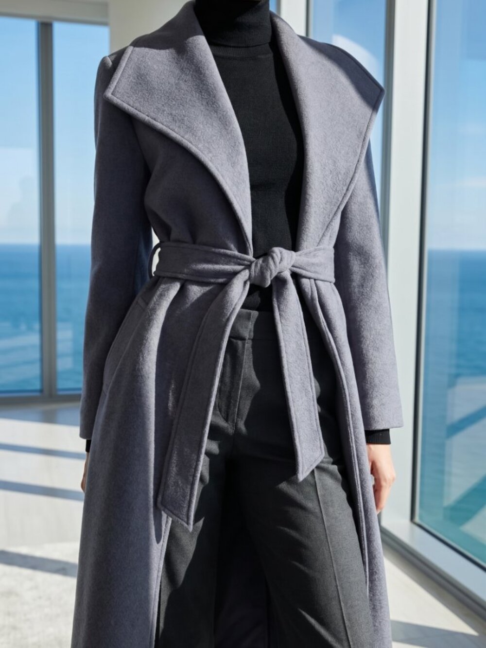 $479 wool trenchcoat CLUB MONACO slate gray blue S